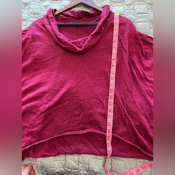 Eileen Fisher Maroon Red Merino Wool Cowl Neck Drape Oversized - Picture 13 of 15
